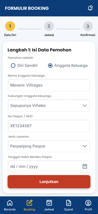 Halaman Booking Keluarga
