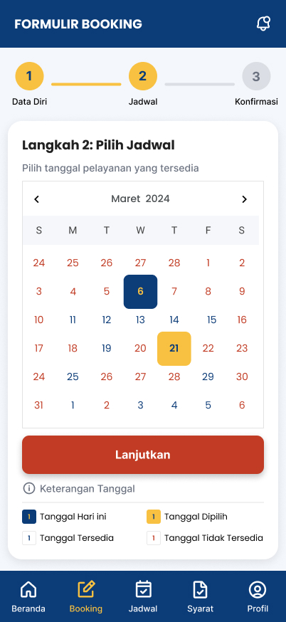 Pilih Tanggal yang Tersedia